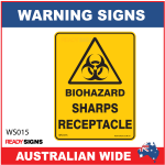 Warning Sign - WS015 - BIOHAZARD SHARPS RECEPTACLE